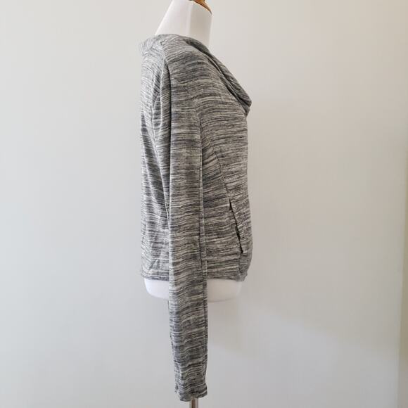 Lou & Grey Cropped Heather Gray Asymmetrical Zip-Up Sweatshirt Women Large - Picture 2 of 7